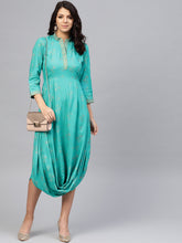 Load image into Gallery viewer, Front Cowl chinese collar printed dress