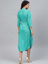 Load image into Gallery viewer, Front Cowl chinese collar printed dress