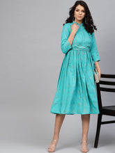 Load image into Gallery viewer, Printed Midi dress with mock waistcoat