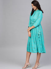 Load image into Gallery viewer, Printed Midi dress with mock waistcoat