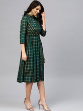 Load image into Gallery viewer, Printed Midi dress with mock waistcoat