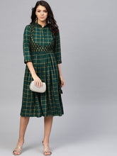 Load image into Gallery viewer, Printed Midi dress with mock waistcoat