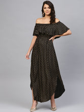 Load image into Gallery viewer, Off shoulder Flare yoke and U hem maxi dress