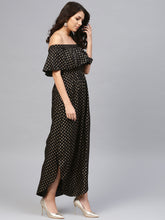 Load image into Gallery viewer, Off shoulder Flare yoke and U hem maxi dress