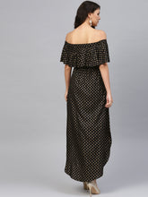 Load image into Gallery viewer, Off shoulder Flare yoke and U hem maxi dress