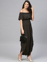 Load image into Gallery viewer, Off shoulder Flare yoke and U hem maxi dress