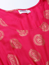 Load image into Gallery viewer, Asymmetric side cowl printed dress