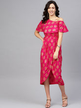 Load image into Gallery viewer, One Shoulder yoke overlap printed dress