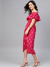 Load image into Gallery viewer, One Shoulder yoke overlap printed dress