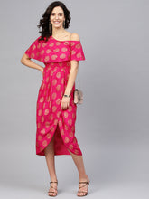 Load image into Gallery viewer, One Shoulder yoke overlap printed dress