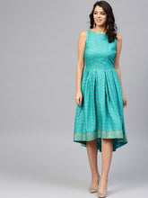 Load image into Gallery viewer, Deep back box pleated Midi Printed Dress