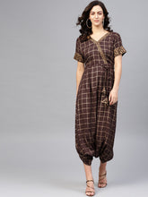 Load image into Gallery viewer, Printed overlap neck Low crotch jumpsuit
