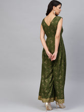 Load image into Gallery viewer, Front loops with flare pleated pants printed jumpsuit