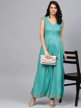 Load image into Gallery viewer, Front loops with flare pleated pants printed jumpsuit