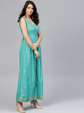 Load image into Gallery viewer, Front loops with flare pleated pants printed jumpsuit