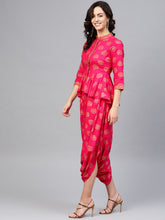 Load image into Gallery viewer, Peplum yoke with low crotch printed jumpsuit