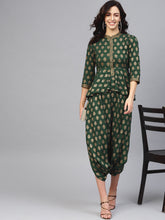 Load image into Gallery viewer, Peplum yoke with low crotch printed jumpsuit