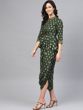 Load image into Gallery viewer, Peplum yoke with low crotch printed jumpsuit