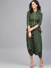 Load image into Gallery viewer, Peplum yoke with low crotch printed jumpsuit