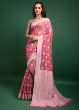Load image into Gallery viewer, Peony Pink Chikankari Woven Chanderi Cotton Saree