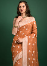 Load image into Gallery viewer, Cider Orange Chikankari Woven Chanderi Cotton Saree