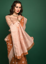 Load image into Gallery viewer, Cider Orange Chikankari Woven Chanderi Cotton Saree