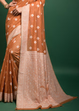 Load image into Gallery viewer, Cider Orange Chikankari Woven Chanderi Cotton Saree