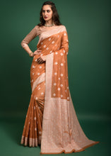 Load image into Gallery viewer, Cider Orange Chikankari Woven Chanderi Cotton Saree