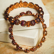 Load image into Gallery viewer, Antique Gold Metal work Pair of Bangles with Meenakari