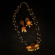 Load image into Gallery viewer, Multi Colored Jadau Long Necklace Set
