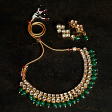 Load image into Gallery viewer, White &amp; Green Kundan Necklace Set