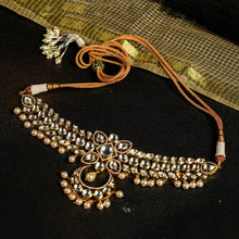 Load image into Gallery viewer, White Kundan Necklace Set with Stones &amp; Beads