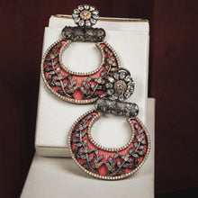 Load image into Gallery viewer, Light Red Designer Earrings with Meenakari &amp; Stone work