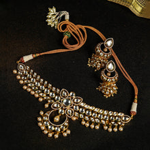 Load image into Gallery viewer, White Kundan Necklace Set with Stones &amp; Beads