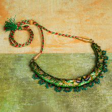 Load image into Gallery viewer, Green &amp; Blue Stone Studded Meenakari Necklace Set