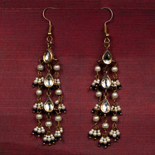 Load image into Gallery viewer, White &amp; Purple Kundan Necklace Set with Hanging Earrings