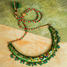 Load image into Gallery viewer, Green &amp; Blue Stone Studded Meenakari Necklace Set