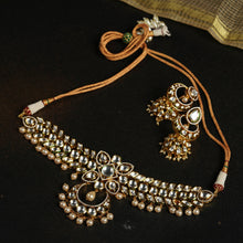 Load image into Gallery viewer, White Kundan Necklace Set with Stones &amp; Beads