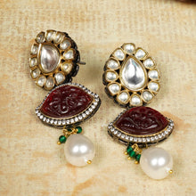 Load image into Gallery viewer, Navratan Color Kundan Necklace Set having Pearls &amp; Stone work