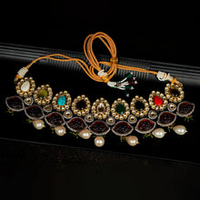 Load image into Gallery viewer, Navratan Color Kundan Necklace Set having Pearls &amp; Stone work