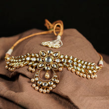 Load image into Gallery viewer, White Kundan Necklace Set with Stones &amp; Beads
