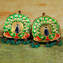 Load image into Gallery viewer, Green &amp; Blue Stone Studded Meenakari Necklace Set
