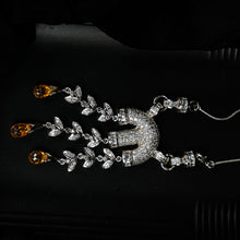 Load image into Gallery viewer, White &amp; Golden Stone Studded Pendant Set