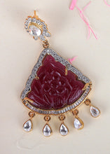 Load image into Gallery viewer, Red &amp; White Kundan Earrings Having Stone work