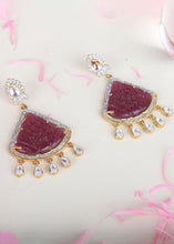 Load image into Gallery viewer, Red &amp; White Kundan Earrings Having Stone work