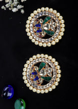 Load image into Gallery viewer, Multi Coloured Kundan Earrings Having Pearl work