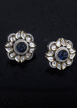 Load image into Gallery viewer, White &amp; Blue Kundan Necklace Set Having Stone &amp; Pearl work