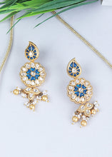 Load image into Gallery viewer, White &amp; Blue Kundan Necklace Set Having Stone work