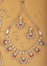 Load image into Gallery viewer, White &amp; Red Kundan Necklace Set Having Stone work