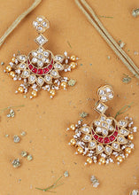 Load image into Gallery viewer, White &amp; Red Kundan Necklace Set Having Stone work